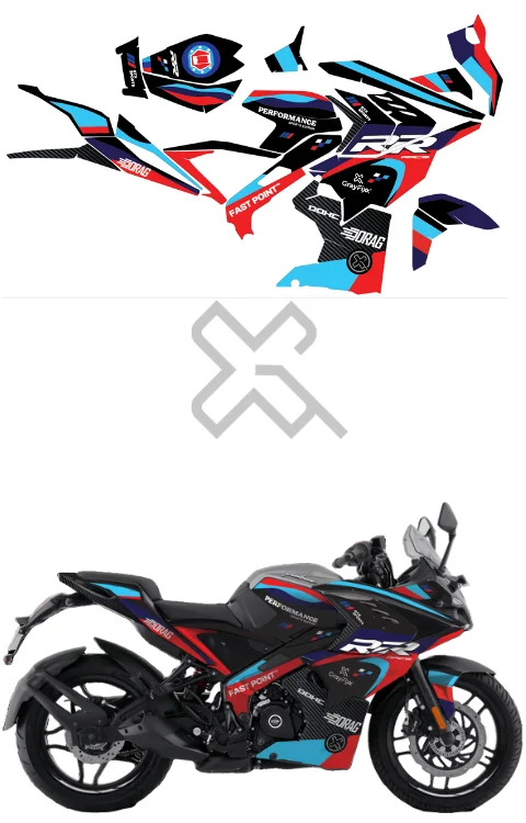 RR Edition Full Body Sticker Compatible with Pulsar RS 200 | Made In Premium Gloss Vinyl With FPF(Fade Protection Film), Water Proof, Precut Sticker, Pack Of 1 Compatible with Both Side
